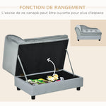 Canapé Chien Chat sur Pied avec Coffre de Rangement Style Moderne Coussin d'assise Amovible Grand Confort 76 x 45 x 43 cm gris clair