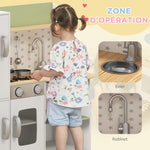 Cuisine enfant 3-8 ans jeu d'imitation avec machine à glaçons, évier mobile en acier inoxydable 84 x 34 x 89 cm blanc