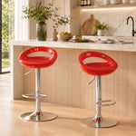 Lot de 2 tabourets de bar chaises de bar hauteur réglable dossier et repose-pieds pivotant à 360° 46x41x76-96cm rouge