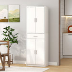 Armoire de cuisine moderne avec placards à portes, étagères réglables et tiroir, 60 x 35 x 180 cm, blanc