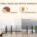 Lot de 2 enclos parc modulable pour petits animaux lapins rongeurs chiots 36 panneaux en fil d'acier 4 portes noir