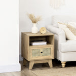 Table de chevet  table de nuit avec tiroir porte cannage et niche vintage 45 x 39 x 56,5 cm