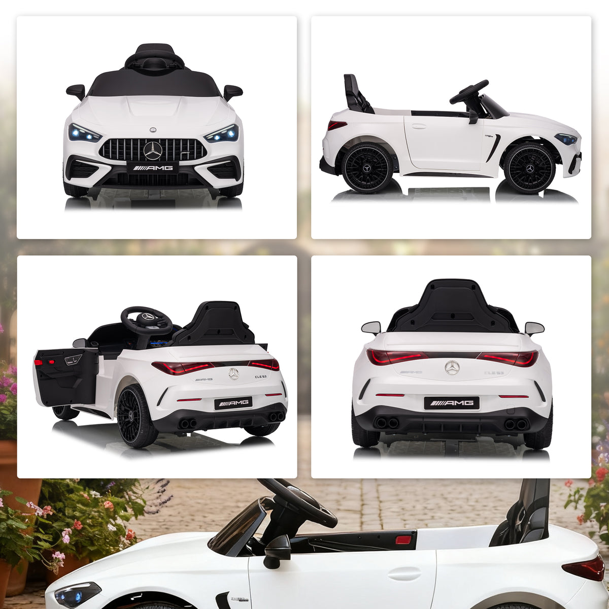 Voiture électrique enfants Mercedes AMG CLE 53 12V 2 moteurs télécommande parentale 2,4G 99 x 55 x 43 cm blanc