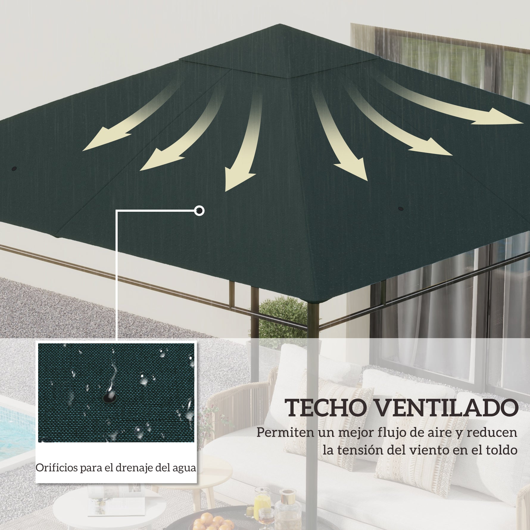 Toile de rechange pour pavillon tonnelle tente toit de remplacement gazebo de jardin tissu polyester 180 g/m²