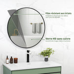 Miroir rond miroir salle de bain cadre en métal facile à installer, pour chambre, salon, entrée, Ø 70 x 2,5 cm noir