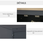 Armoire de bureau à 3 niveaux, meuble de rangement bureau métallique avec 2 portes et étagères réglables