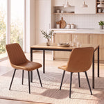 Lot de 2 Chaises de Salle à Manger Modernes, Dossier et Assise Incurvés, en Revêtement Synthétique, 51x61x78cm, Marron