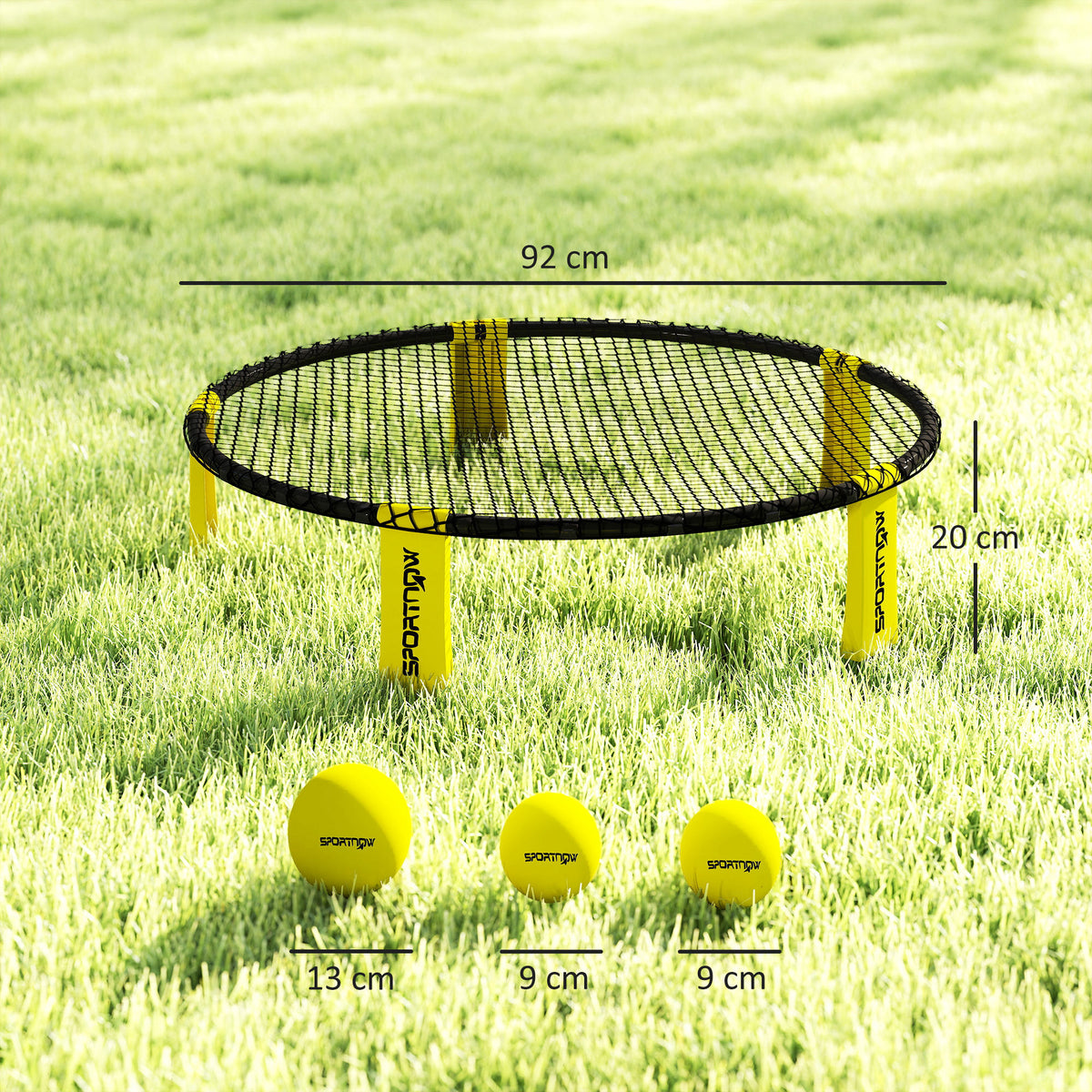 Set gioco di mini-pallavolo all'aperto con rete, 3 palloni e pompa, portatile con borsa per il trasporto gialla