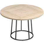 Table à Manger Ronde pour 4 à 6 Personnes, Ø 120 x 75 cm, Table de Cuisine avec Piétement Conique en Métal, Bois Naturel