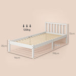 Estructura de cama de madera maciza 90x190 cm, cama individual con cabecero y somier de láminas resistente para niños y adultos