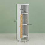 Meuble de salle de bain avec support papier toilette barre amovible 3 Niveaux + Sortie Papier, 78H cm, Bambou blanc