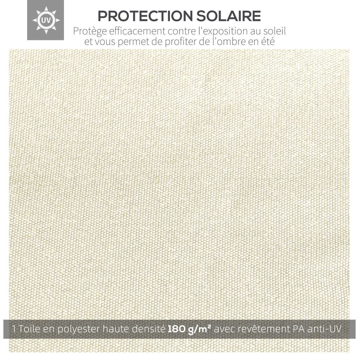 Toile de rechange pour pavillon tonnelle tente toit de remplacement gazebo de jardin polyester 180 g/m² 3 x 3 m crème