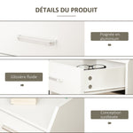 Caisson de bureau rangement sur roulettes 4 tiroirs coulissants MDF et panneaux de particules dim. 40L x 36l x 65H cm blanc