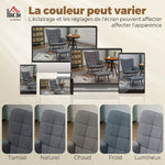 Fauteuil à bascule avec repose-pieds, rocking chair, assise large, dossier haut, coussin inclus, 64 x 89 x 90 cm, gris