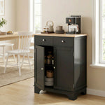 Meuble de rangement buffet salon avec placards, 2 tiroirs et étagères réglables, 68x40,3x85cm, noir et bois naturel