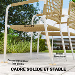 Lot de 2 Chaises de Jardin Empilables en Résine Tressée avec Accoudoirs et Dossier, 55x57x82cm, Jaune