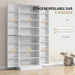 Armoire de cuisine buffet cuisine avec placards, étagère réglable et porte-épices, 60 x 35 x 166 cm, blanc