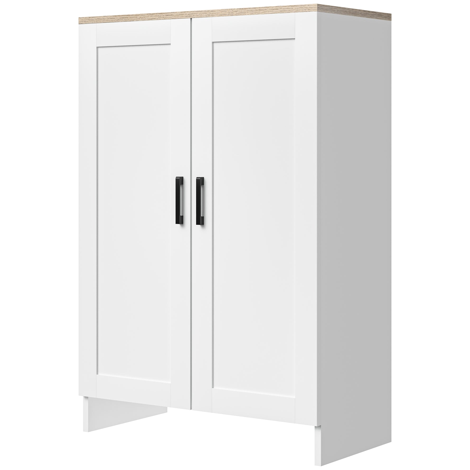 Buffet meuble cuisine rangement avec placard à portes et étagères réglables, 60 x 30 x 90 cm, blanc