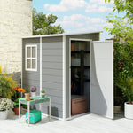 Tuinhuisje 1,54 m² voor gereedschap, afsluitbare deur, ventilatie en raam, afm. 122L x 149B x 192/177H cm, grijs