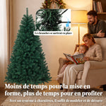 Sapin de Noël Artificiel 150 cm, Arbre de Noël avec 420 Pointes de Branches Articulées, Support Pliable en Acier, Vert