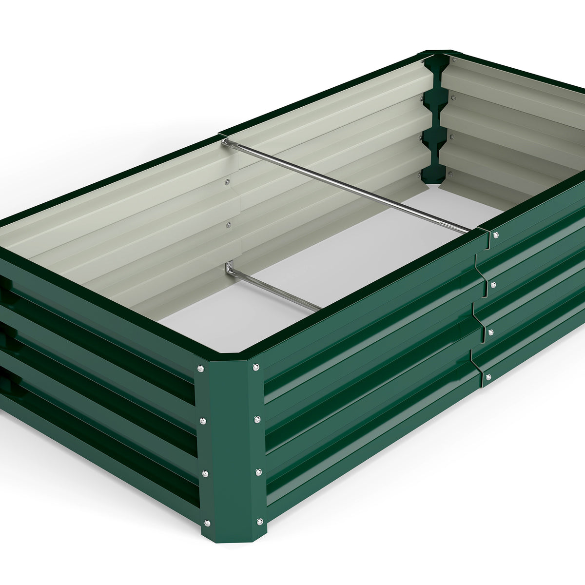 Lot de 2 Carrés Potagers de Jardin Rectangulaires, Tôle d'Acier Ondulée, 120 x 60 x 30,5 cm, Vert Foncé