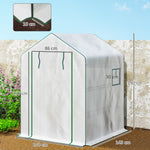 Serre de jardin avec 1 porte 2 fenêtres étagères 3 niveaux pour Légumes Plantes Fleurs Bâche PE 140 x 143 x 190 cm blanc