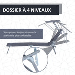 Lot de 2 Transats Bain de Soleil Pliable Chaise Longue Pliante Grand Confort Dossier Inclinable Pare-Soleil réglable