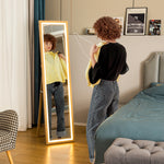 Grand miroir pleine longueur, miroir mural ou sur pied rectangulaire, 40 x 160 cm avec éclairage LED 3 couleurs, chêne