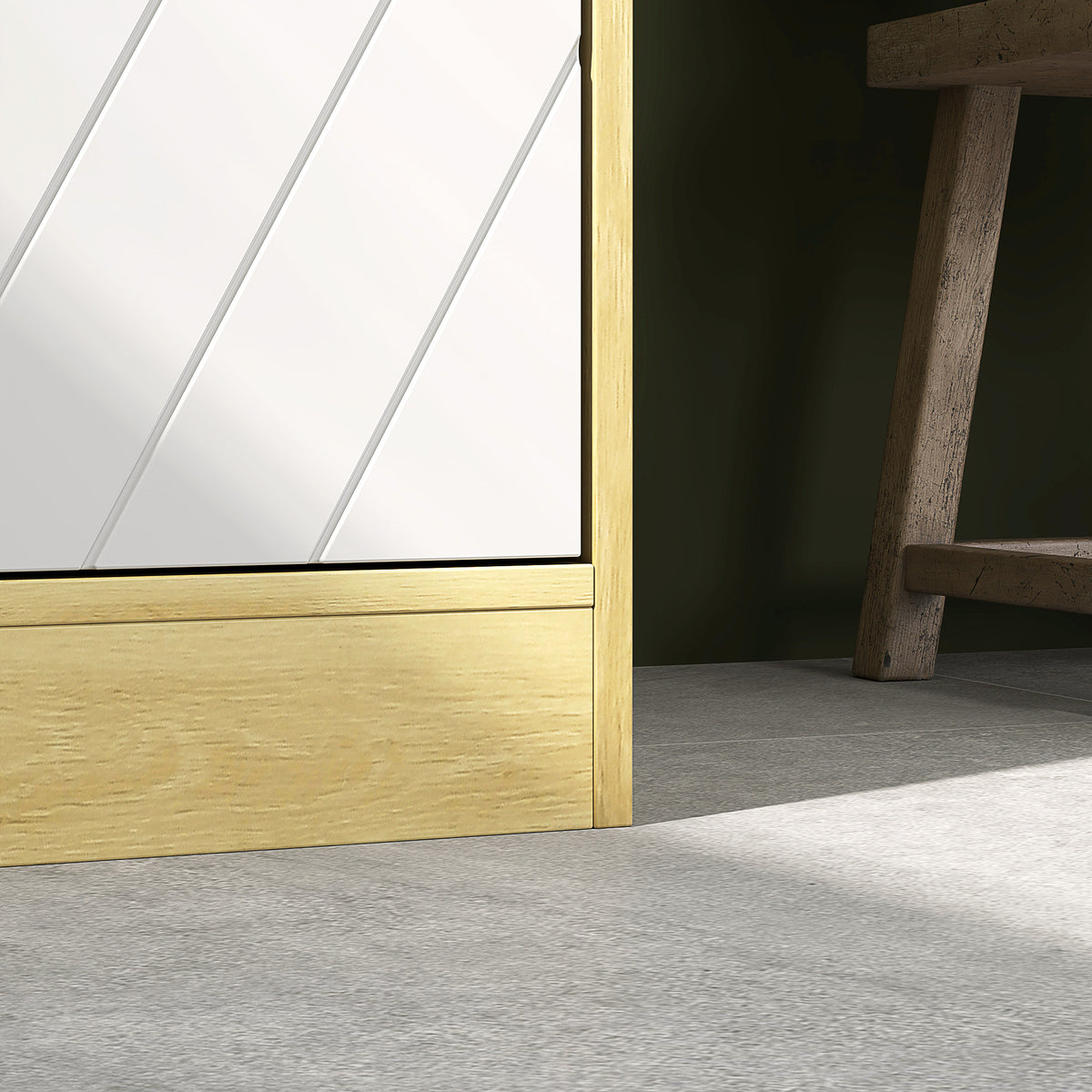 Meuble colonne rangement salle de bain style cosy 30 x 24 x 170 cm 2 portes étagère 2 niches chêne clair blanc