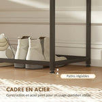 Table Console en Acier 2 Étagères Design Moderne pour Salon Entrée Couloir 100 x 30 x 87 cm Noir