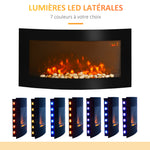 Cheminée électrique Murale éclairages latéraux LED Design Avant-gardiste Affichage LED avec télécommande et minuterie 1000/2000 W luminosité réglable Noir-6