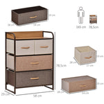 Meuble de Rangement chiffonnier 4 tiroirs en Tissu 58 x 29 x 78,5 cm multicolore