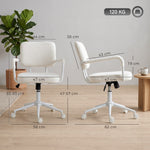 Chaise Bureau Ergonomique, Fauteuil de Bureau en Tissu Bouclette avec Hauteur Réglable, Fonction Bascule, Crème