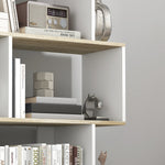 Bibliothèque style scandinave meuble de rangement 5 étagères anti-basculement Charge 25 kg aspect bois & Blanc