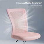 Chaise de bureau ergonomique hauteur réglable piètement chromé pivotant 360° revêtement maille rose