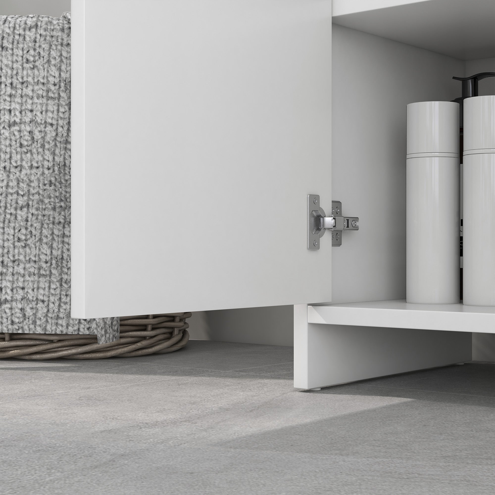 Meuble sous vasque 2 portes avec étagère réglable armoire de rangement pour lavabo 60l x 30P x 60H cm blanc