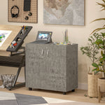 Armario de oficina de 2 niveles, mueble de almacenamiento de oficina con 2 puertas, cerraduras y llaves, 80x40x80cm, gris