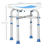 Tabouret de douche chaise de douche - assise rembourré et réglable, patins à ventouses antidérapants, en aluminium bleu