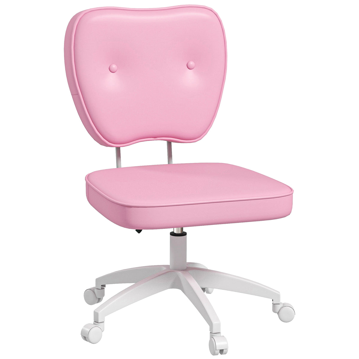 Chaise de bureau sans accoudoirs, fauteuil de bureau, hauteur réglable, pivotant 360°, 46 x 59 x 82-92 cm, rose