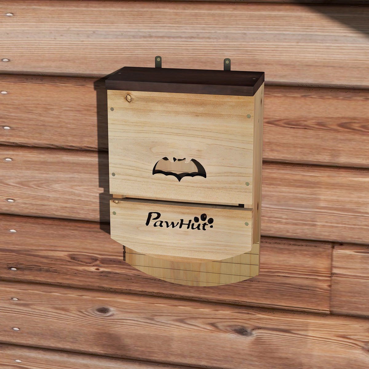Set di 3 casette per pipistrelli in legno, rifugio per pipistrelli con piattaforma scanalata 23 x 9,5 x 36,5 cm, legno naturale