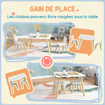 Ensemble table et 2 chaises enfant design scandinave motif oreille de lapin bois pin blanc