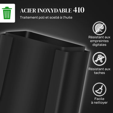 Poubelle de cuisine 2 compartiments de 2 x 25L, acier inoxydable, couvercle à fermeture douce, 47,7x37,5x56cm, noir