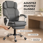 Chaise Bureau Ergonomique, Fauteuil de Bureau Inclinable en Cuir Synthétique Adapté aux Animaux, Hauteur Réglable, Gris