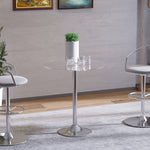 Ronde eettafel voor 2 personen, moderne keukentafel met blad van gehard glas en stalen onderstel, zilverkleurig