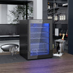 Cave à vin 20 bouteilles 53L haute performance température réglable 5-18° avec lumière LED, noir