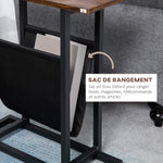 Tavolino da divano con portariviste struttura in acciaio design industriale 49 x 19 x 55 cm nero marrone scuro