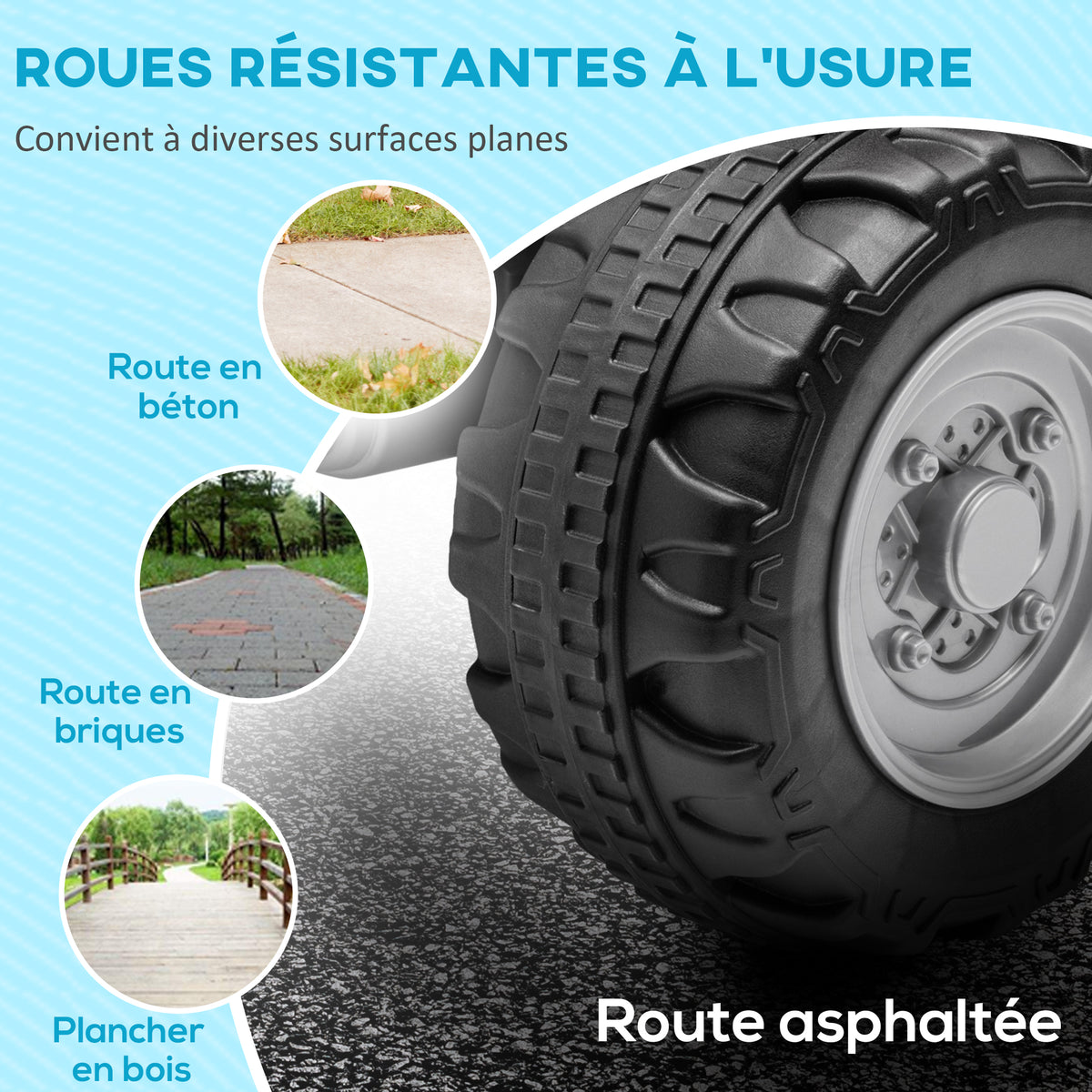 Quad électrique enfant 6 V, vitesse de 2,8 km/h, phares LED, klaxon, poignée et selle ergonomique, noir