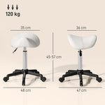 Sgabello con ruote, sedia da lavoro con altezza regolabile 45-57 cm e sedile ergonomico, 48x47x45-57 cm, bianco
