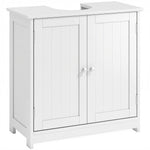 Meuble salle de bain sous lavabo - meuble sous-vasque - placard 2 portes avec étagère - dim. 60L x 30l x 60H cm - en bois blanc