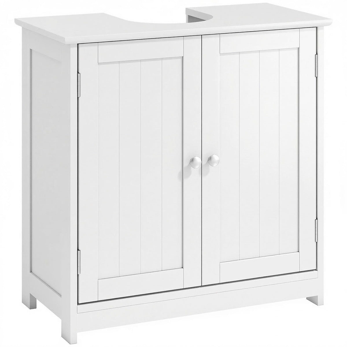 Meuble salle de bain sous lavabo - meuble sous-vasque - placard 2 portes avec étagère - dim. 60L x 30l x 60H cm - en bois blanc